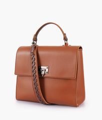 RTW Creation - Brown flap-over top-handle bag