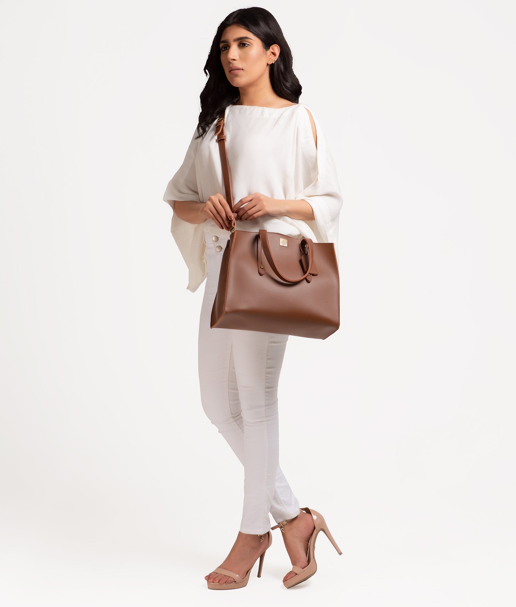 RTW Creation - Brown multi compartment satchel bag