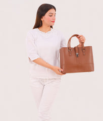 RTW Creation - Brown multi-compartment shoulder bag