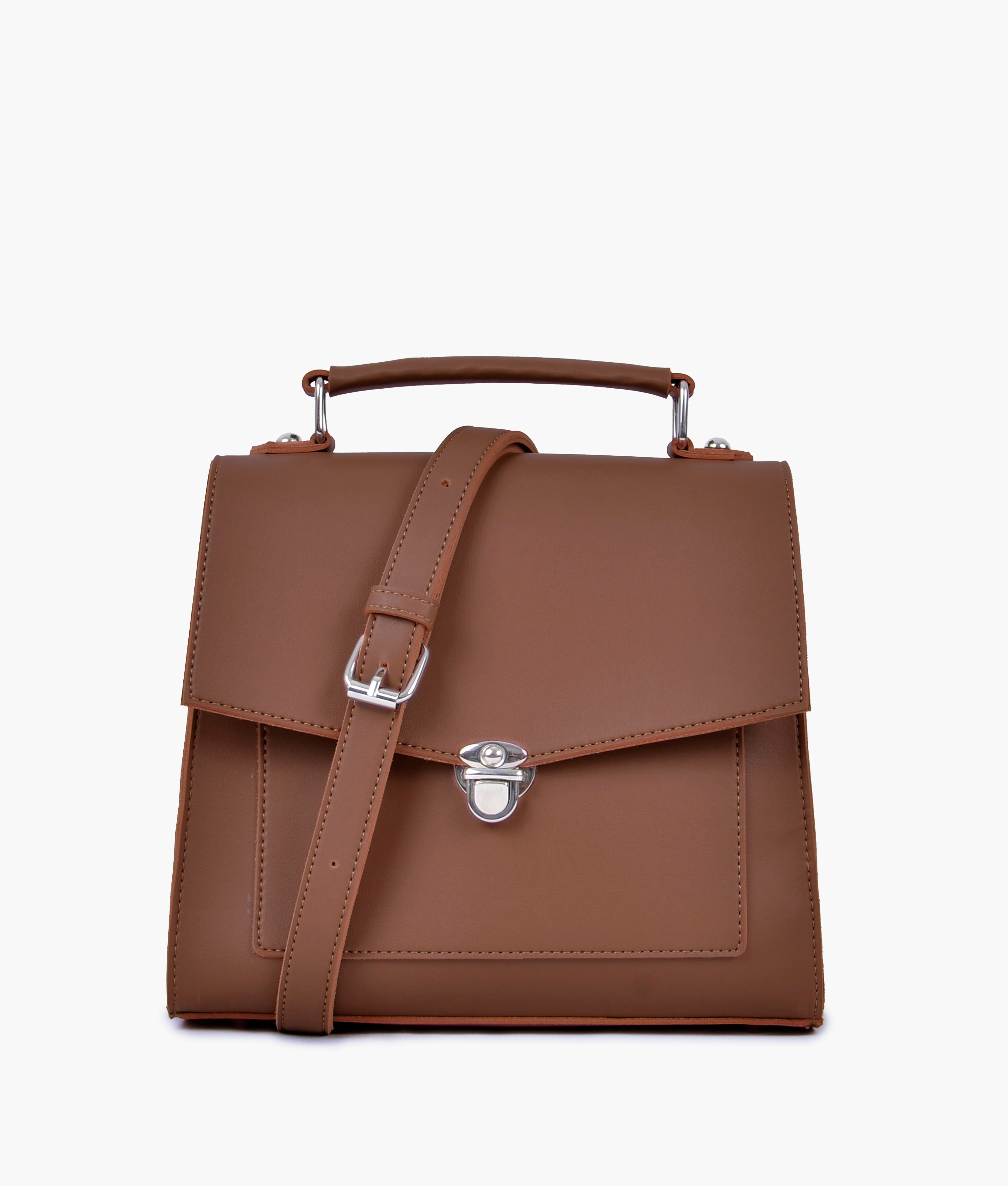 RTW Creation - Brown push-lock messenger bag