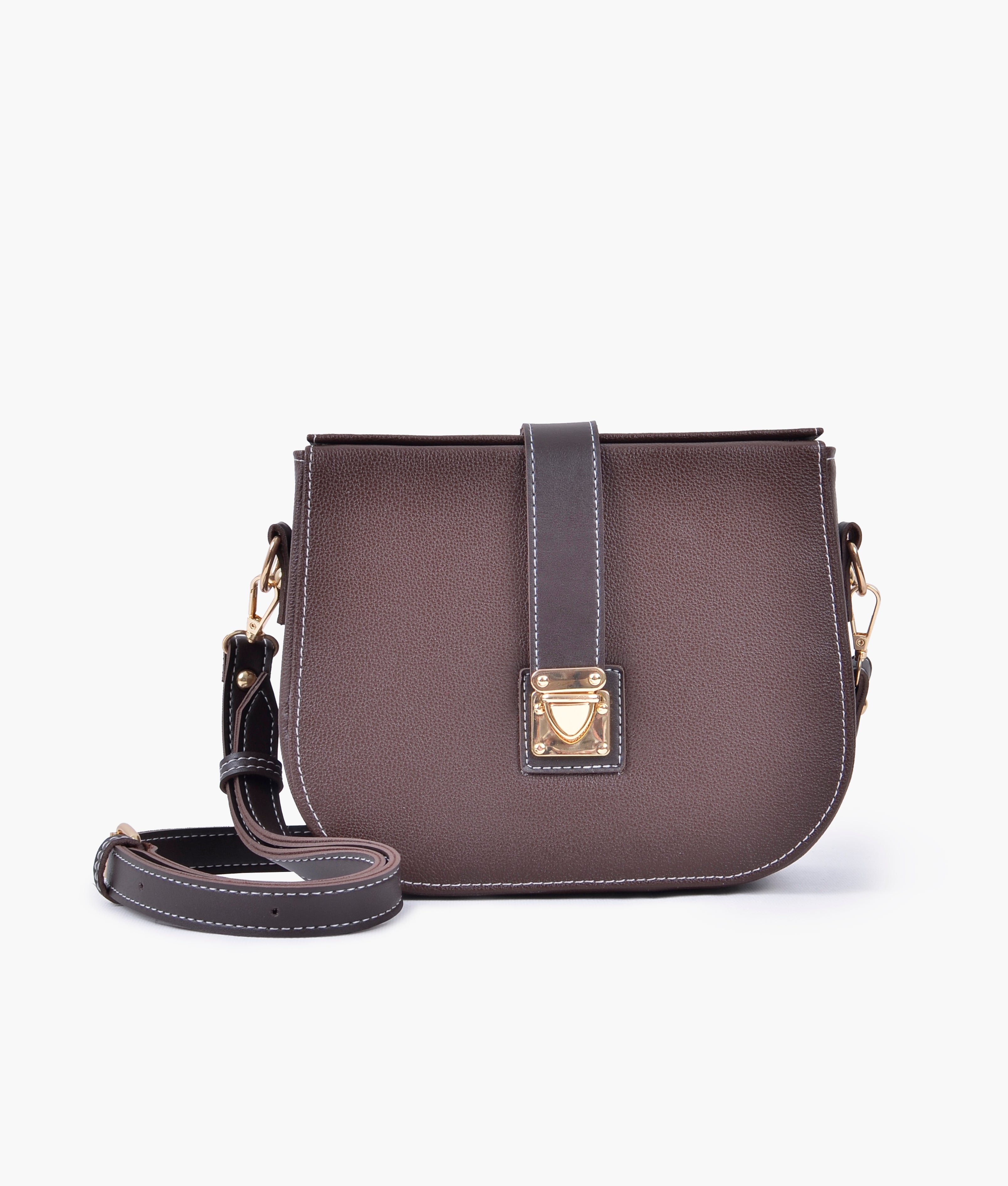 RTW Creation - Brown push-lock saddle bag