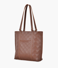 RTW Creation - Brown quilted tote bag
