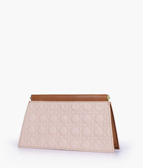 RTW Creation - Brown quilted evening clutch with snap closure
