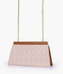 RTW Creation - Brown quilted evening clutch with snap closure