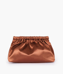 RTW Creation - Brown snap closure clutch with chain handle