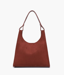 RTW Creation - Dark brown suede hobo tote bag
