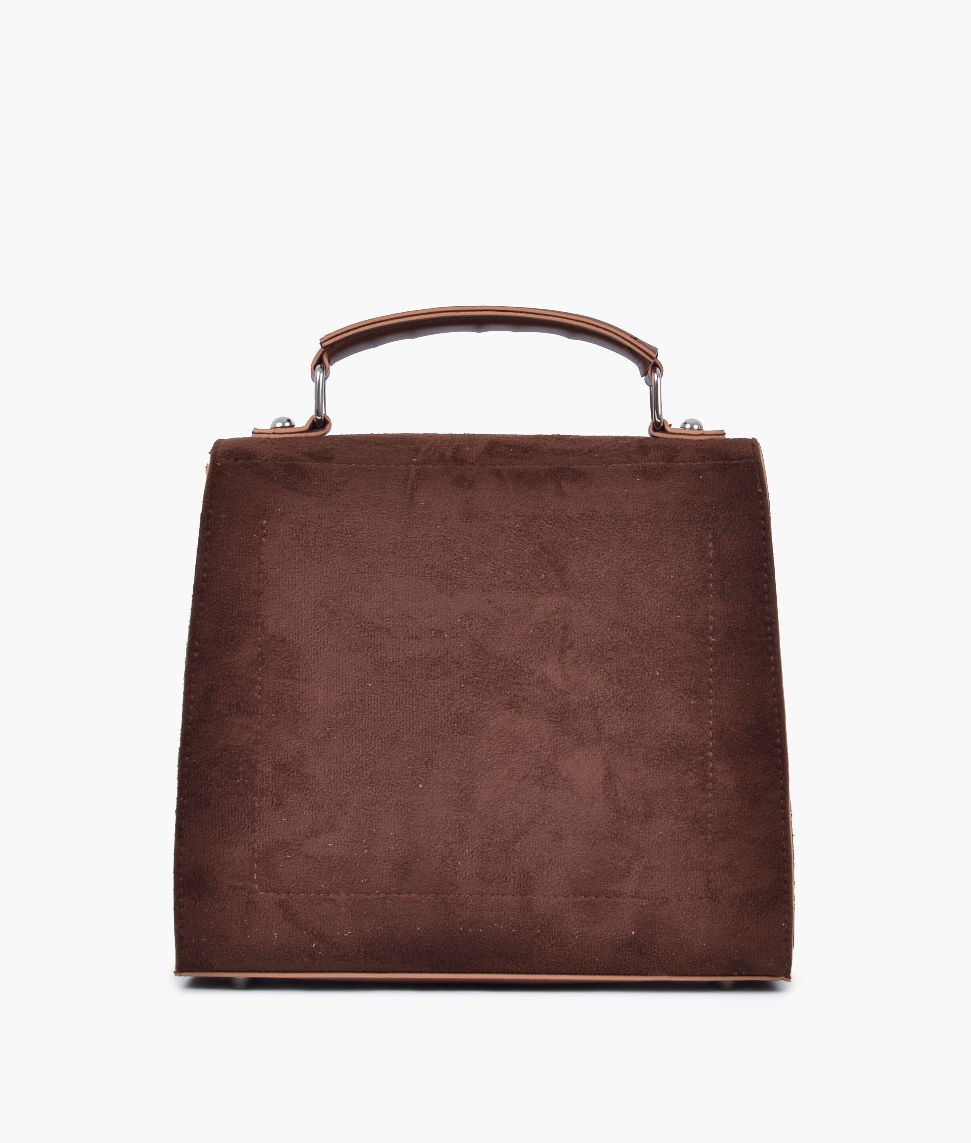 RTW Creation - Brown suede push-lock messenger bag