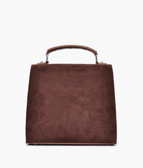 RTW Creation - Brown suede push-lock messenger bag
