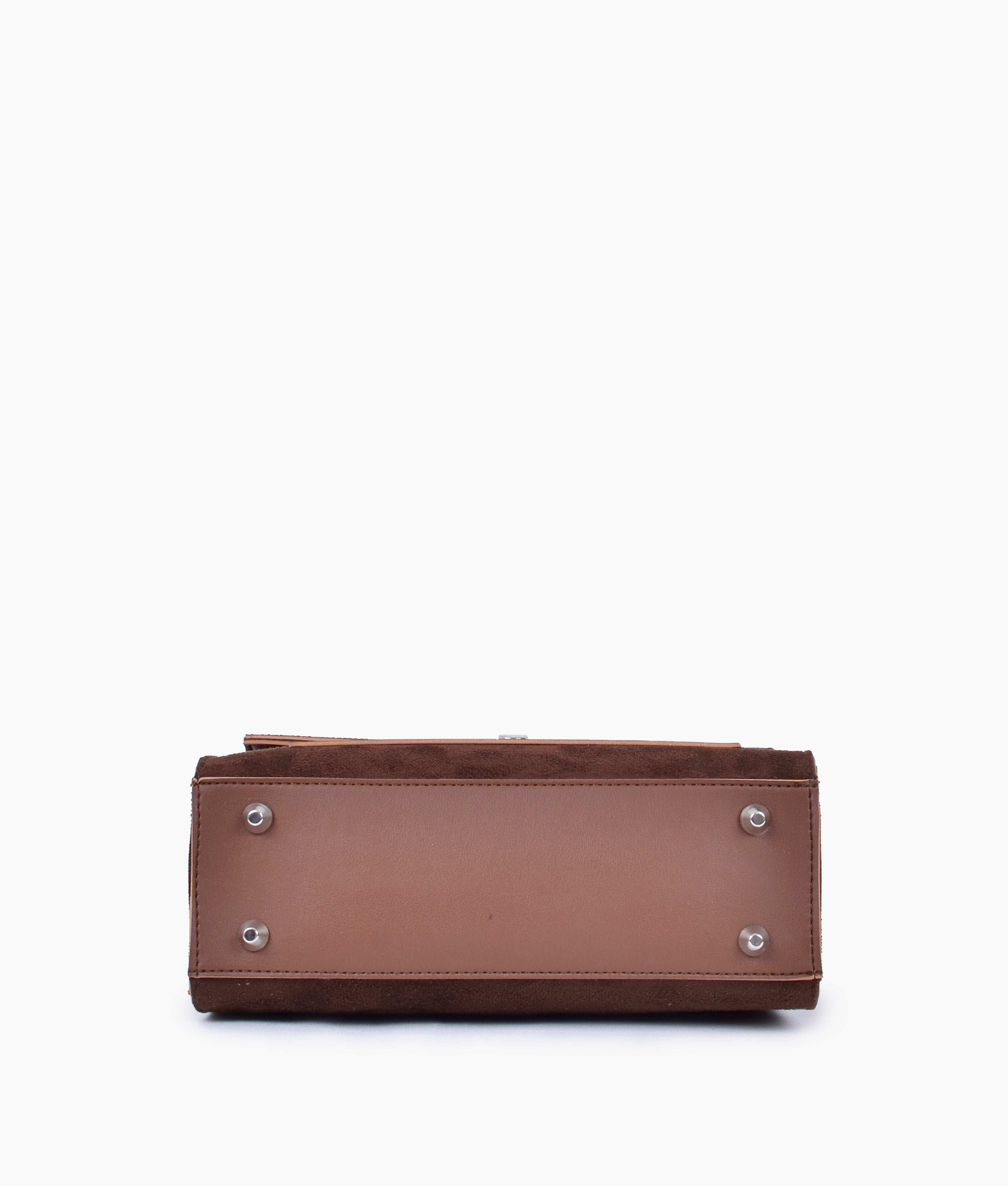 RTW Creation - Brown suede push-lock messenger bag
