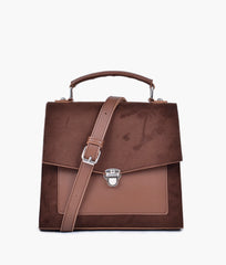 RTW Creation - Brown suede push-lock messenger bag