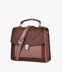 RTW Creation - Brown suede push-lock messenger bag
