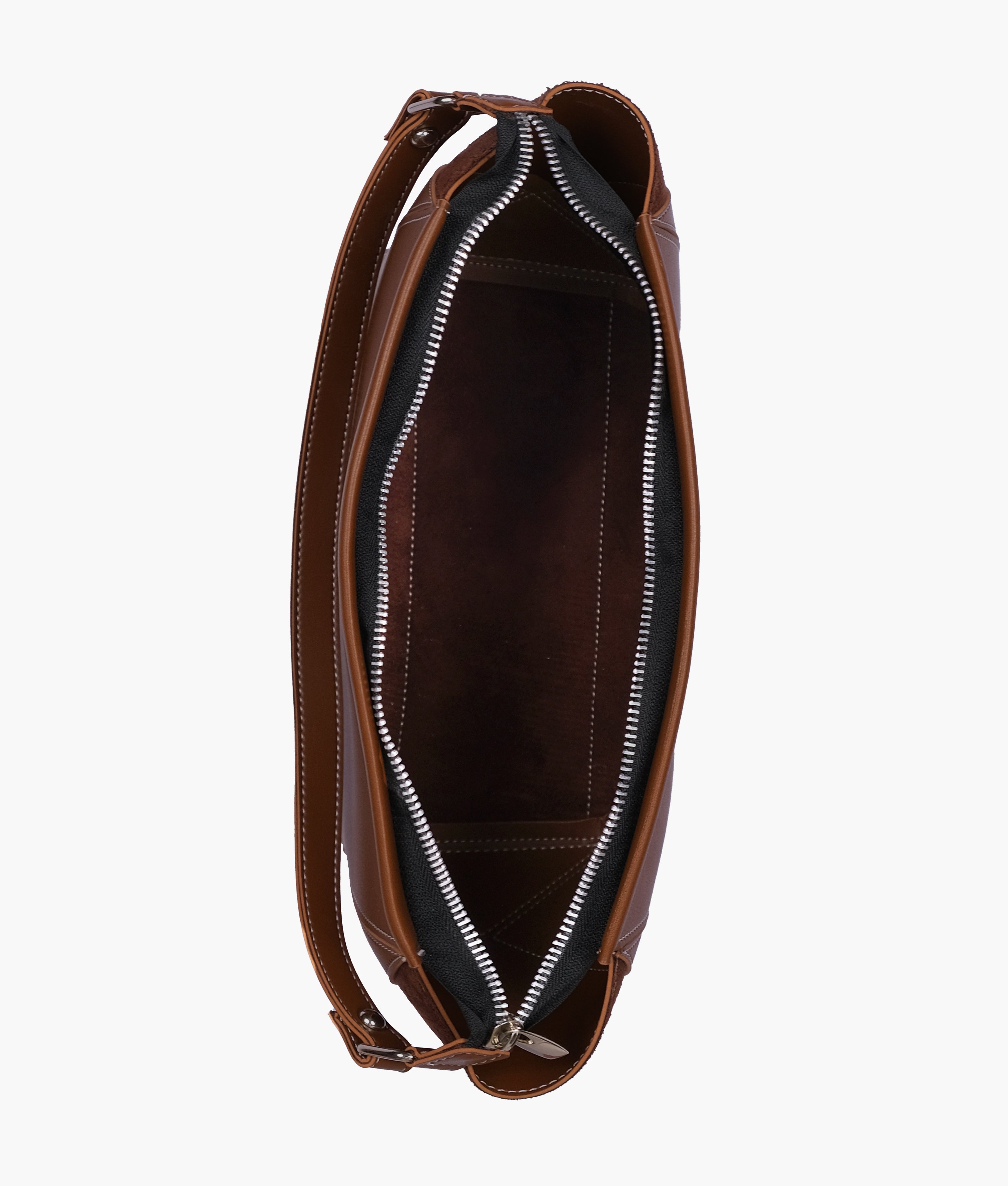 RTW Creation - Brown suede trio twist handbag
