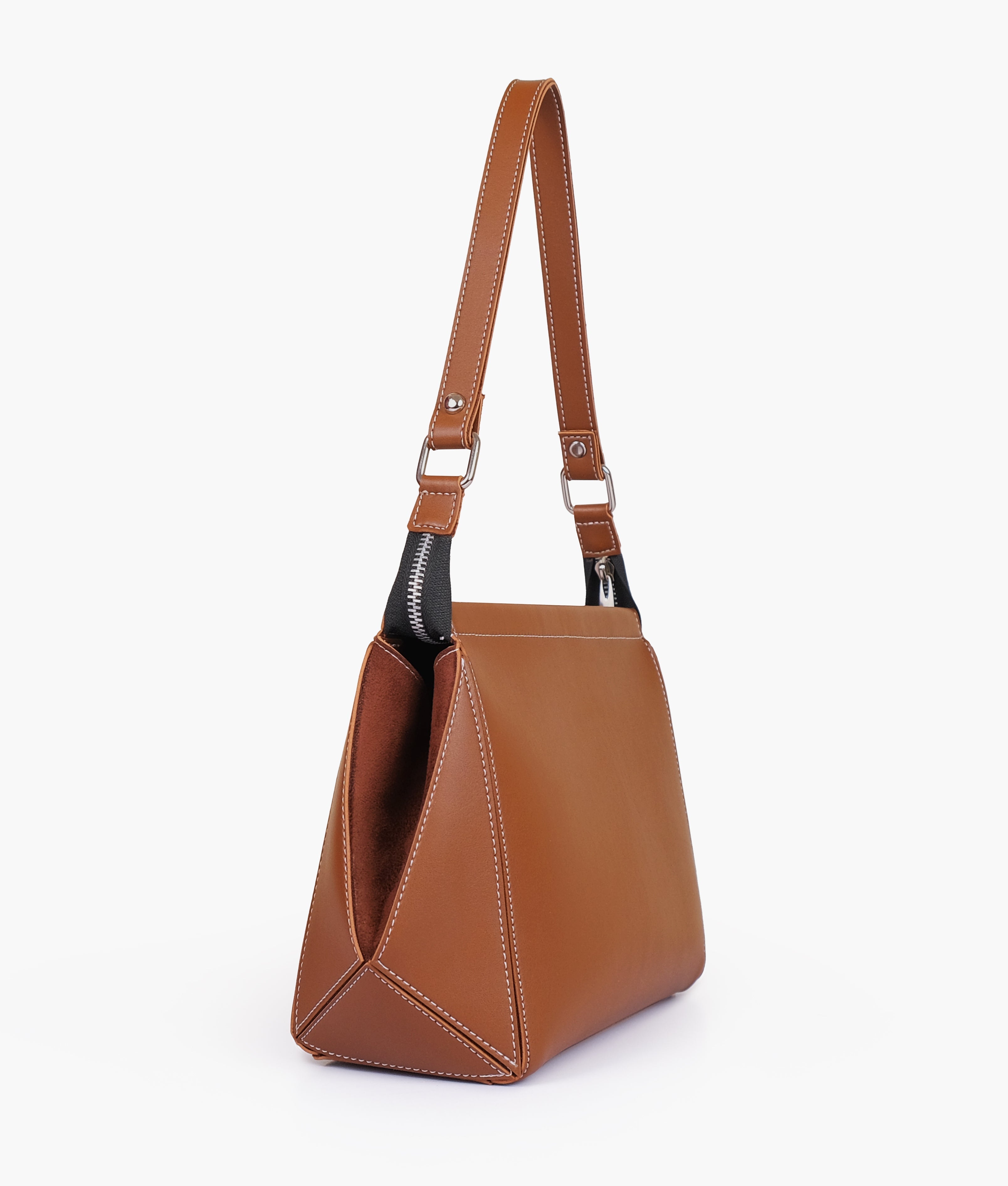 RTW Creation - Brown suede trio twist handbag