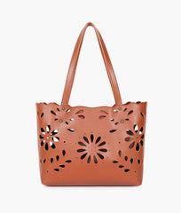 RTW Creation - Brown two-piece floral tote