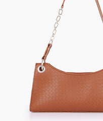 RTW Creation - Brown weaved elongated chain handle purse