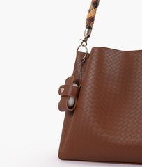 RTW Creation - Brown weaved handbag with braided handle