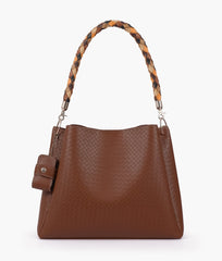RTW Creation - Brown weaved handbag with braided handle