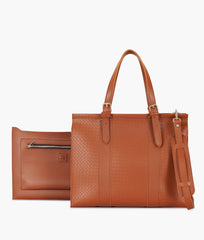 RTW Creation - Brown weaved laptop bag with sleeve