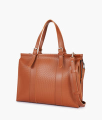 RTW Creation - Brown weaved laptop bag with sleeve