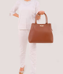 RTW Creation - Brown zipper tote bag