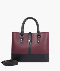 RTW Creation - Burgundy and black multi-compartment shoulder bag