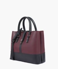 RTW Creation - Burgundy and black multi-compartment shoulder bag