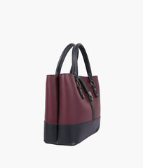 RTW Creation - Burgundy and black multi-compartment shoulder bag