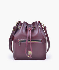 RTW Creation - Burgundy bucket bag with zipper pocket