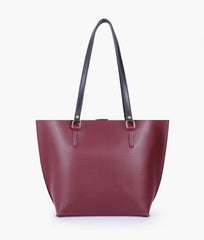 RTW Creation - Burgundy centre-stripe tote bag