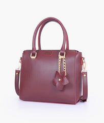 RTW Creation - Burgundy handbag with flower charm