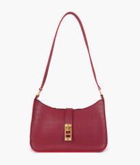RTW Creation - Burgundy crocodile baguette bag