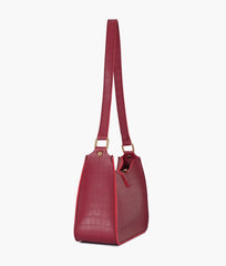 RTW Creation - Burgundy crocodile baguette bag