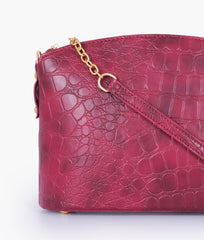 RTW Creation - Burgundy crocodile with chain strap cross-body bag