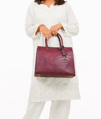RTW Creation - Burgundy crocodile vintage handbag