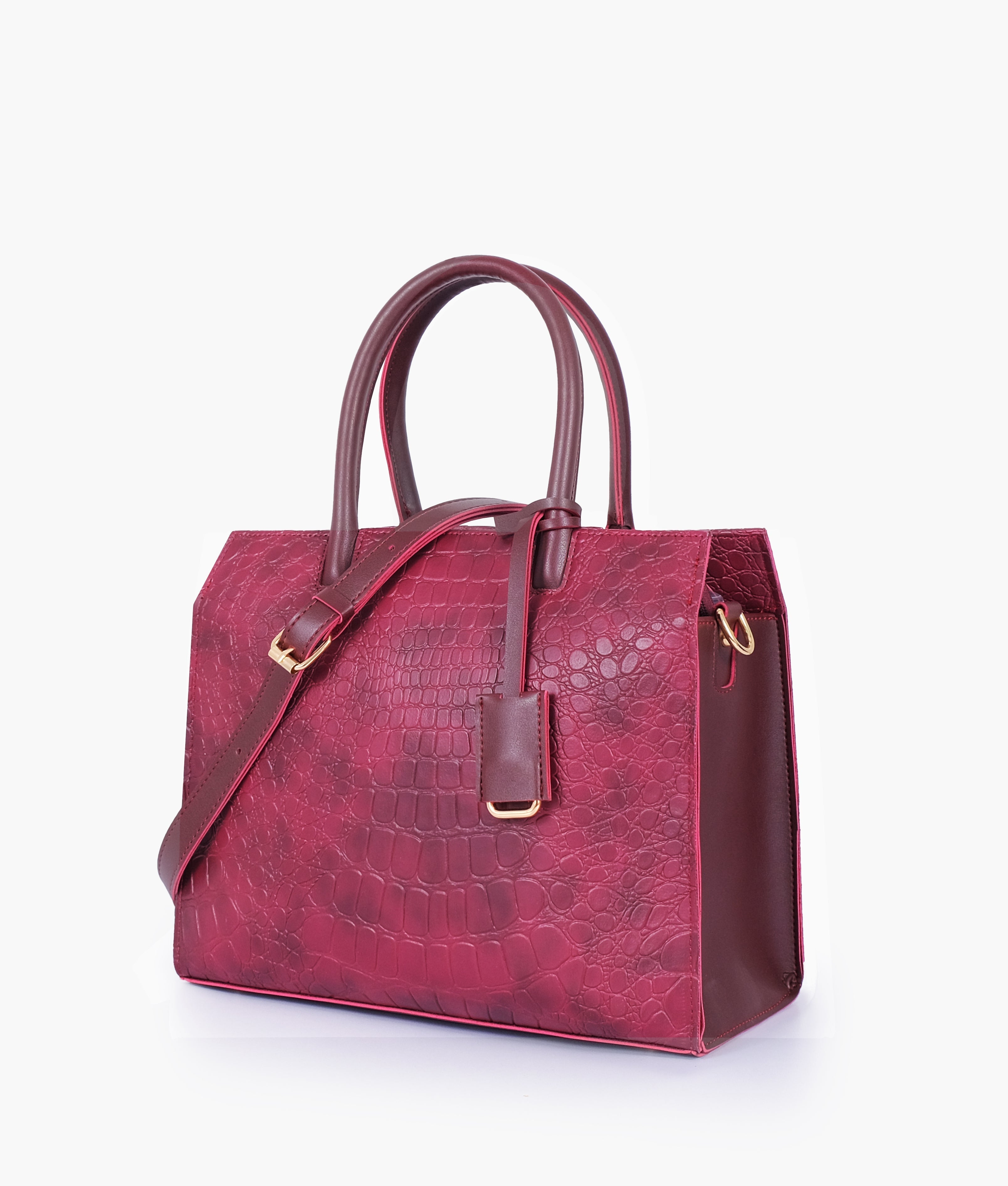 RTW Creation - Burgundy crocodile vintage handbag