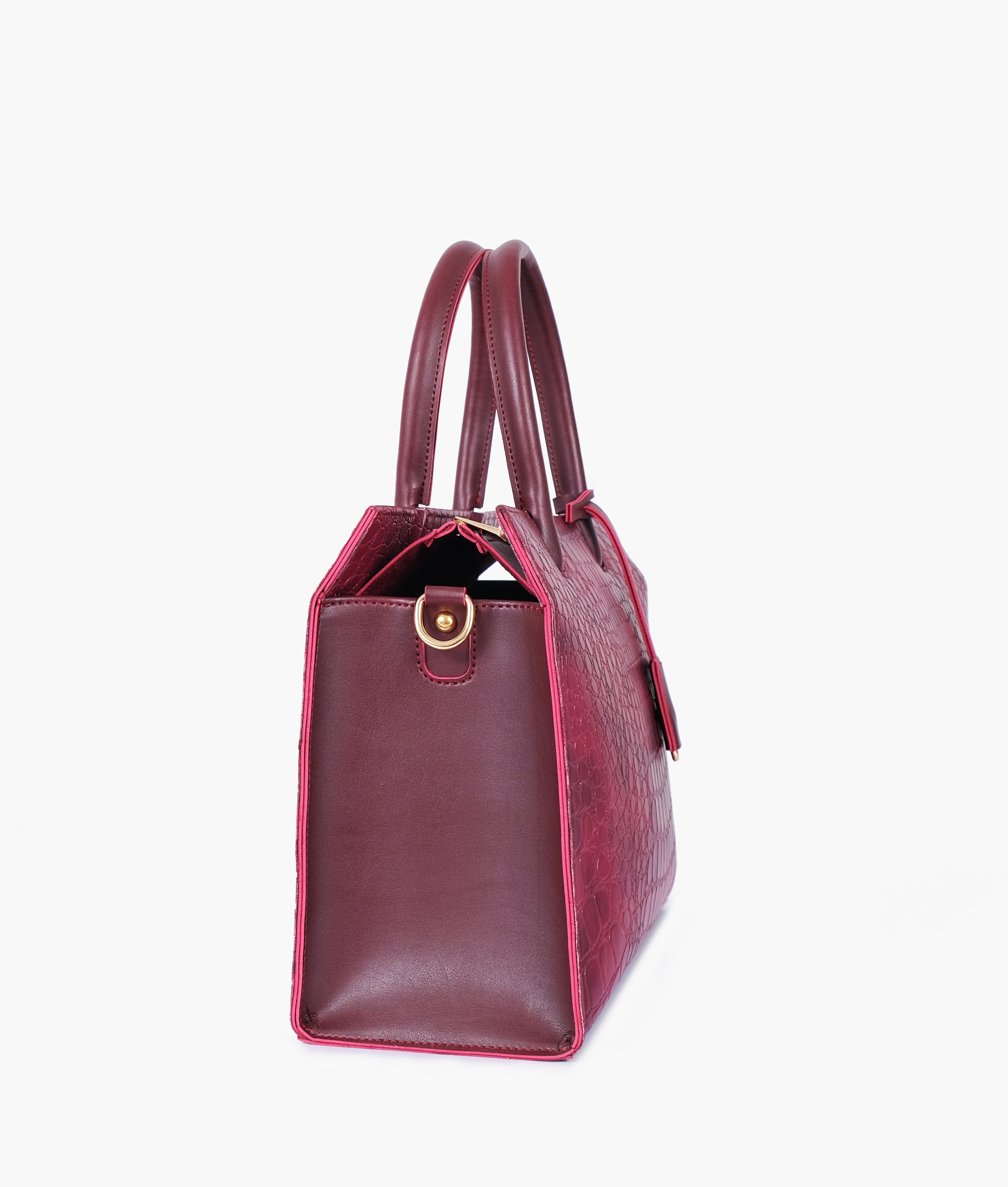 RTW Creation - Burgundy crocodile vintage handbag