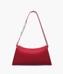 RTW Creation - Burgundy suede evening bag with chain handle