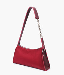 RTW Creation - Burgundy suede evening bag with chain handle