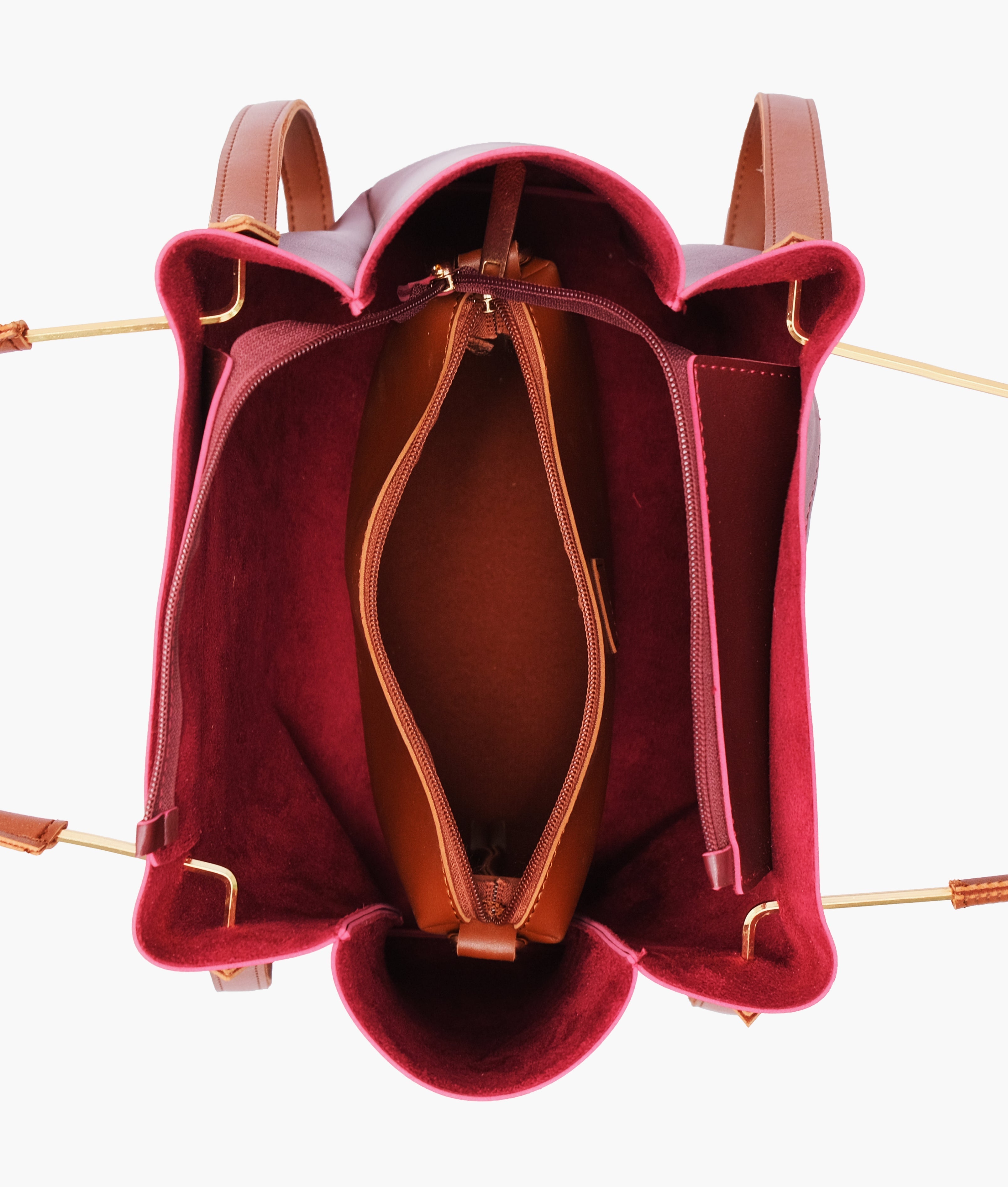 RTW Creation - Burgundy metal handle tote bag