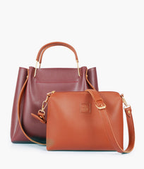 RTW Creation - Burgundy metal handle tote bag