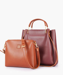 RTW Creation - Burgundy metal handle tote bag