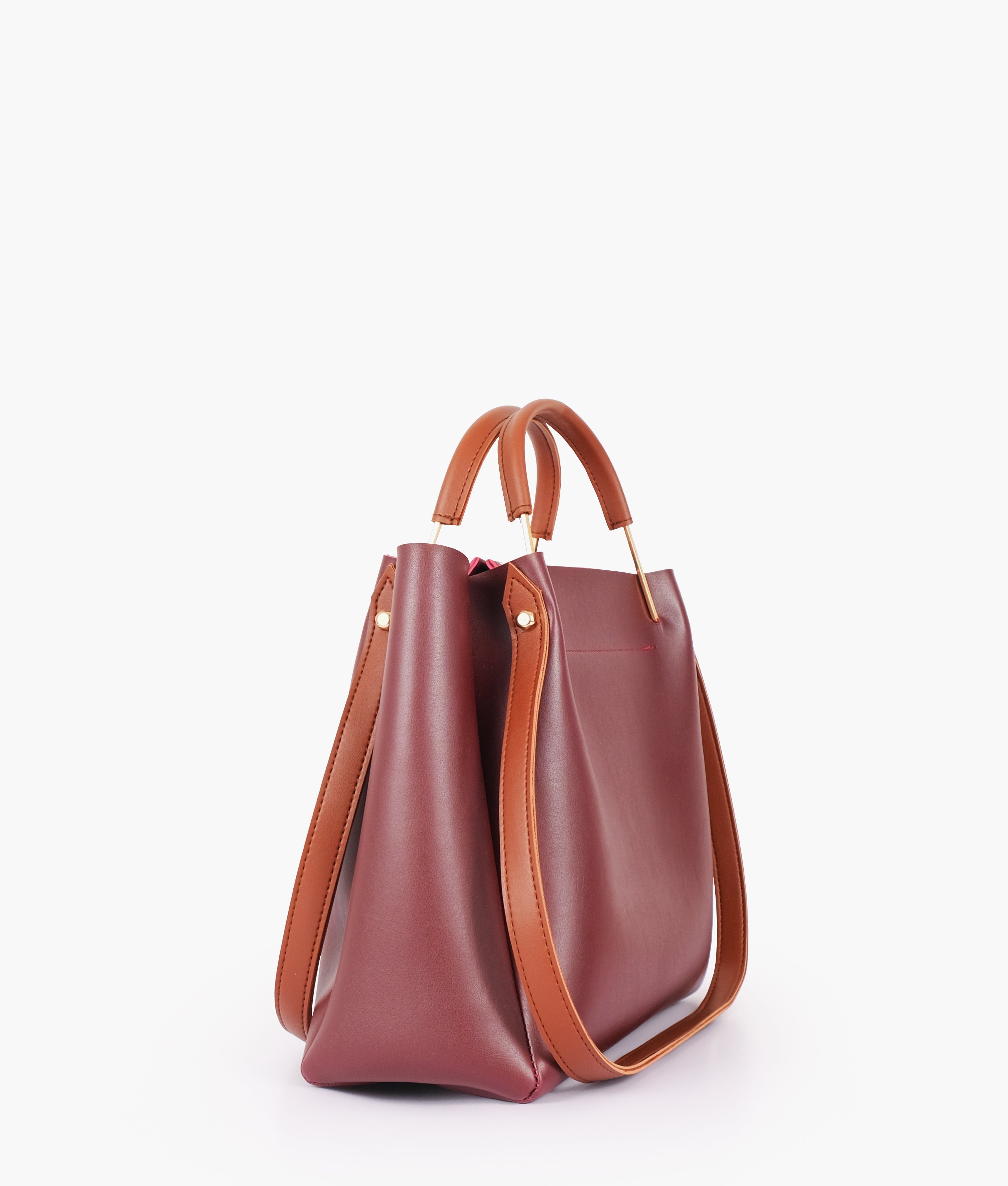 RTW Creation - Burgundy metal handle tote bag