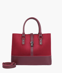 RTW Creation - Burgundy suede multi-compartment shoulder bag
