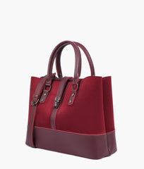 RTW Creation - Burgundy suede multi-compartment shoulder bag