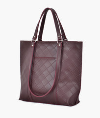 RTW Creation - Burgundy quilted tote bag