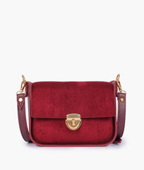 RTW Creation - Burgundy suede saddle bag with twist lock