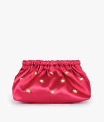 RTW Creation - Burgundy snap closure clutch with chain handle