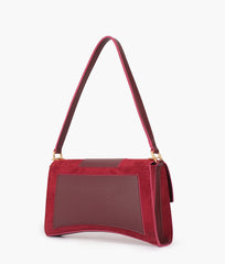 RTW Creation - Burgundy suede buckle envelope bag