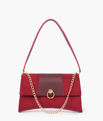 RTW Creation - Burgundy suede buckle envelope bag
