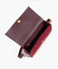RTW Creation - Burgundy suede buckle envelope bag